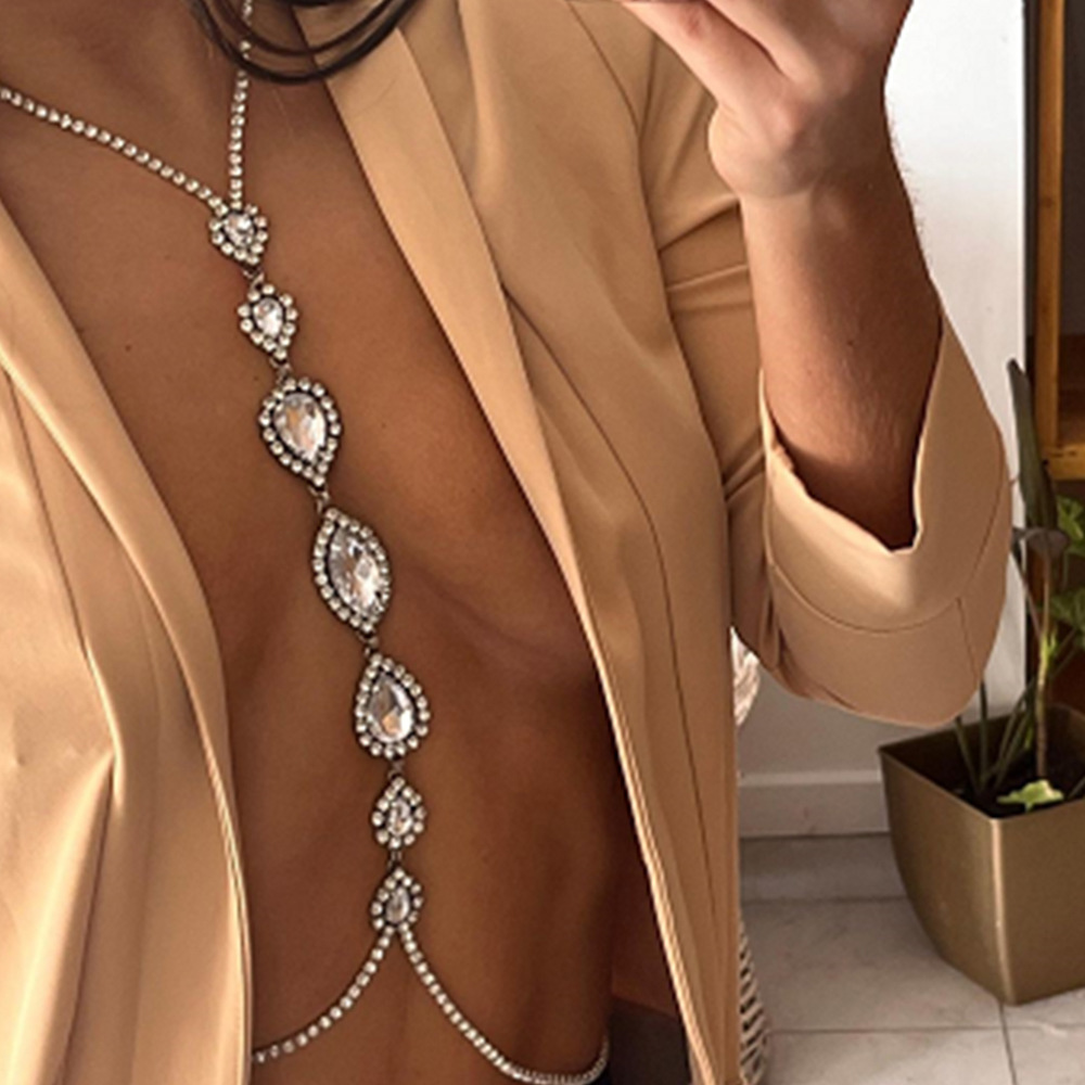 Body Jewelry Necklace - Moda seksi su damlası kolye göğüs