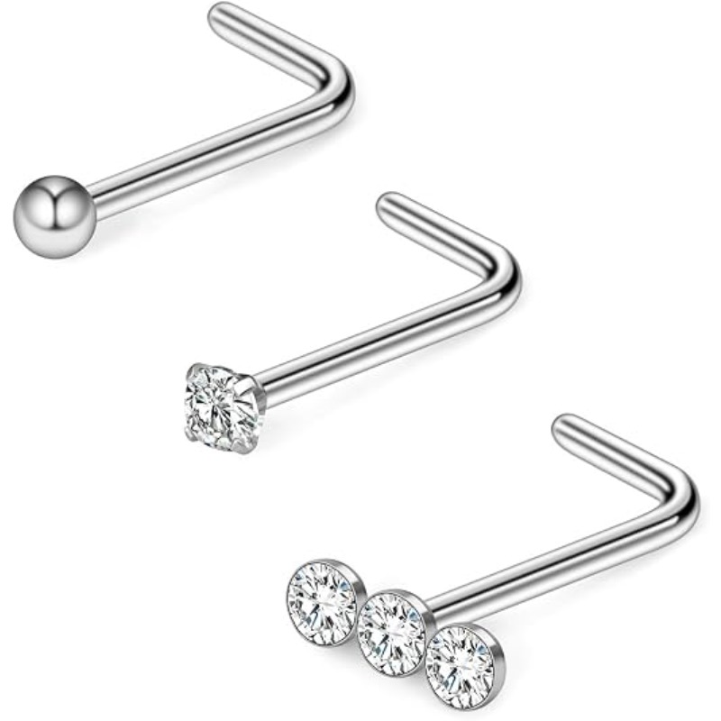 Body Jewelry Surgical Steel - 3 adet 20G cerrahi çelikten yapılmış,