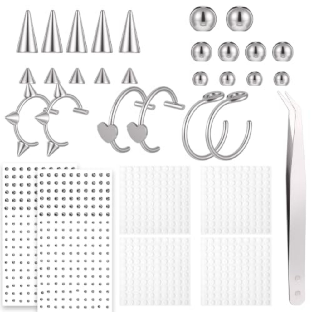 Body Jewelry Replacement Ball - Sahte Piercing Seti, Delinmemiş Dudak ve