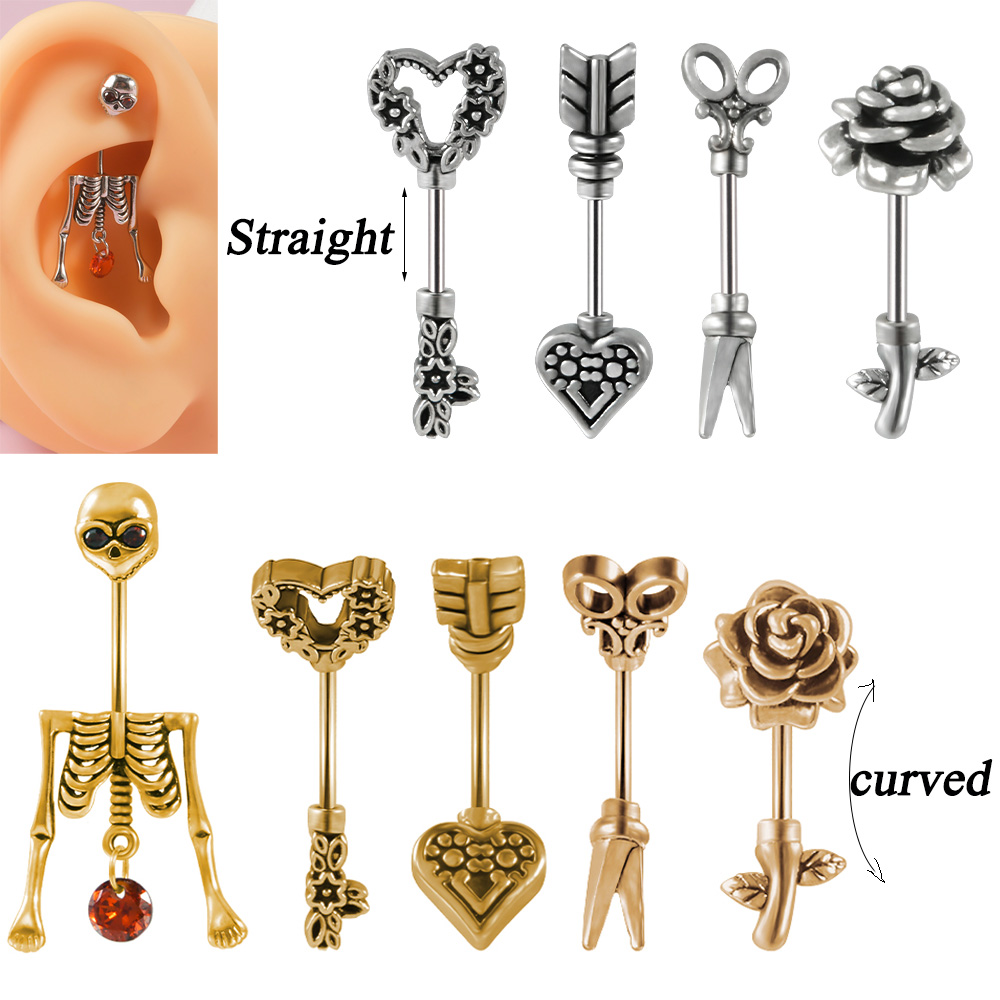 Body Jewelry Surgical Steel - 1 adet Vintage cerrahi çelik iskelet