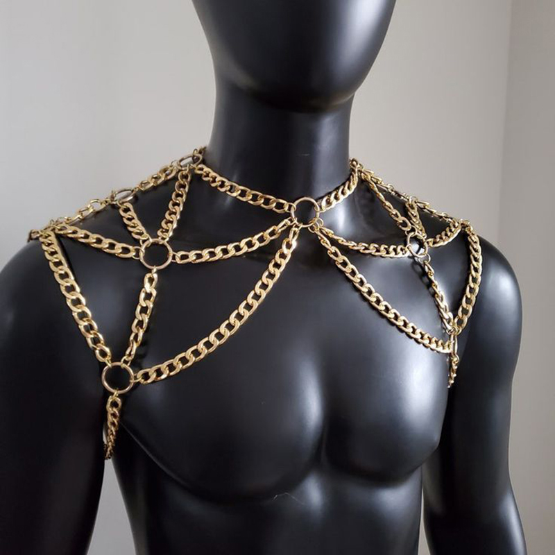 Body Jewelry Necklace - Punk Erkekler Omuz Vücut Zinciri Geri