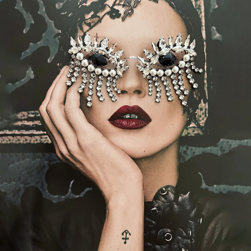 Body Jewelry Retainers - Stonefans püskül gözlük çerçeve kadınlar için