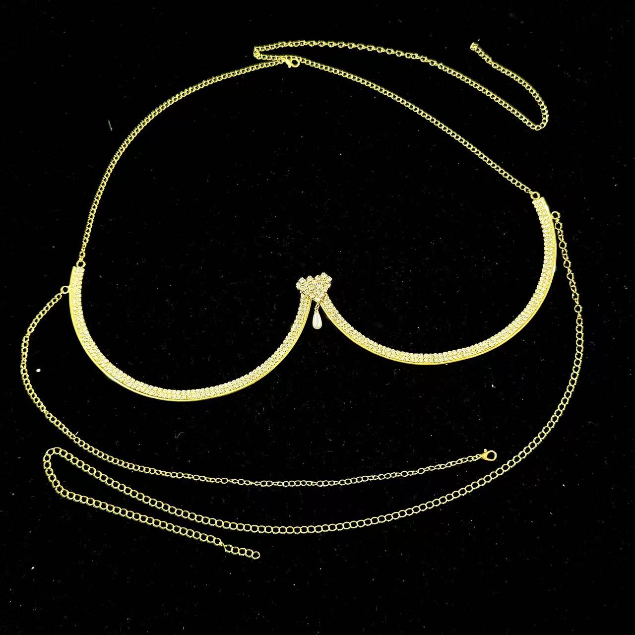 Kadın Göğüs Destekli İnci Koly - Body Jewelry Necklace incelemesi ve fiyatı