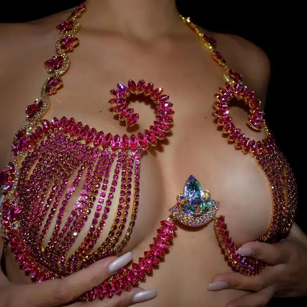 Rave pembe kristal göğüs dirse - Body Jewelry Retainers incelemesi ve fiyatı