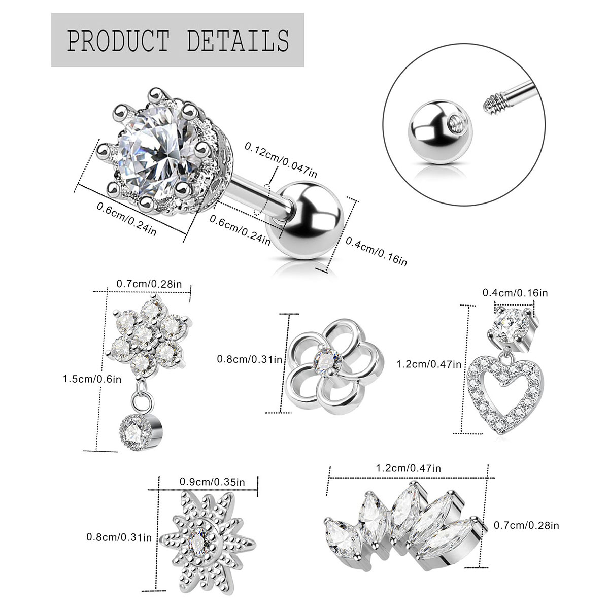 2 adet kıkırdak küpe damızlık  - Body Jewelry Surgical Steel incelemesi ve fiyatı