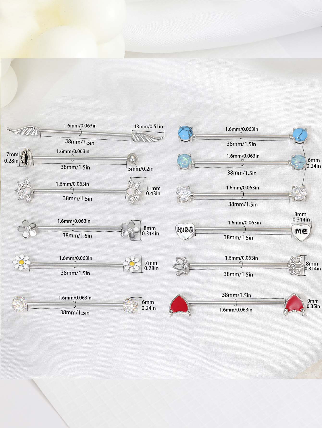 16G oklar kalpler endüstriyel  - Body Jewelry Surgical Steel incelemesi ve fiyatı